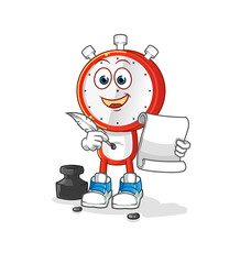 alarm clock head cartoon writer vector. cartoon character