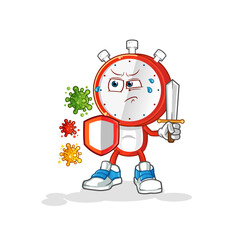 alarm clock head cartoon against viruses. cartoon mascot vector