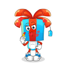 Obraz premium gift head cartoon make up mascot. cartoon vector