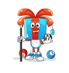 gift head cartoon plays billiard character. cartoon vector