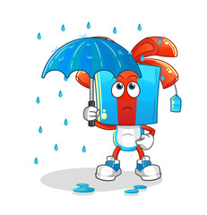 gift head cartoon holding an umbrella illustration. character vector