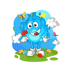 blue fire pick flowers in spring. character vector