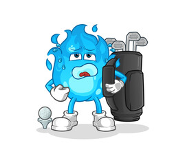 blue fire with golf equipment. cartoon mascot vector