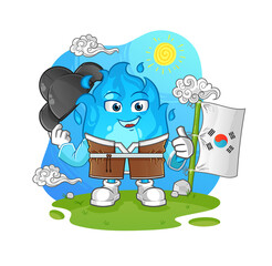 blue fire korean culture vector. cartoon character