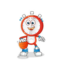 alarm clock head cartoon dribble basketball character. cartoon vector