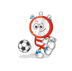alarm clock head cartoon kicking the ball. cartoon mascot vector