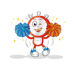 alarm clock head cartoon cheerleader. cartoon mascot vector