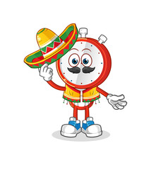 alarm clock head cartoon Mexican culture and flag. cartoon vector