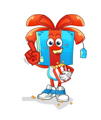 gift head cartoon fan with popcorn illustration. character vector