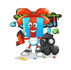 gift head cartoon graffiti artist vector. cartoon character