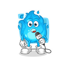 blue fire tv reporter cartoon. cartoon mascot vector