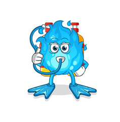 blue fire diver cartoon. cartoon mascot vector