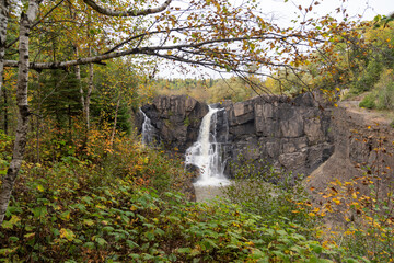 High Falls waterfall at Grand Portage State Park in autumn
