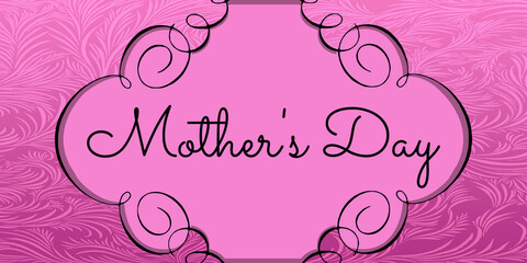 Mother's day title text. Pink font color with floral background