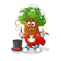 tree head cartoon magician illustration. character vector