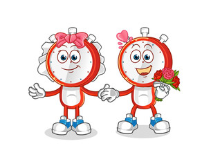 alarm clock head cartoon wedding. cartoon mascot vector