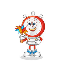alarm clock head cartoon maid mascot. cartoon vector