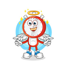 alarm clock head cartoon angel with wings vector. cartoon character