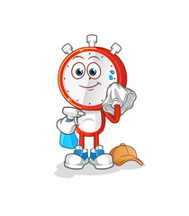 alarm clock head cartoon cleaner vector. cartoon character