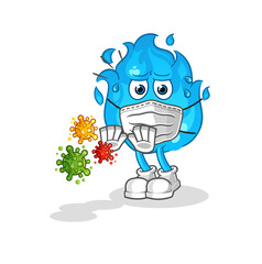 blue fire refuse viruses cartoon. cartoon mascot vector