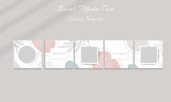 
Social media feed post template with Abstract floral and organic shapes in grid puzzle style. Perfect for branding and product marketing.
