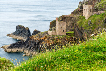 Crown tin mines of Botallack,perched delicately on the cliffs in West Penwith.Cornwall,United Kingdom.