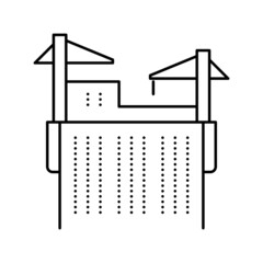 cranes building skyscraper line icon vector illustration