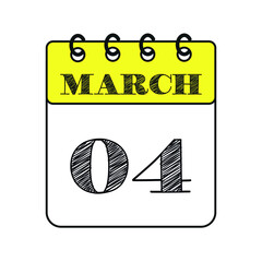 March 4 calendar icon. Vector illustration in flat style.
