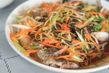 fish and vegetable in plate