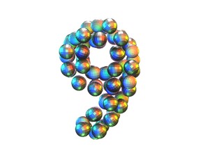 Disco Ball Themed Font Number 9