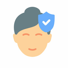 protection beauty skincare face wellness single isolated icon with flat style