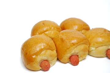 Sausage Bun on a white background.