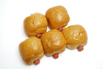 Sausage Bun on a white background.
