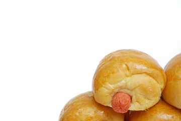 Sausage Bun on a white background.