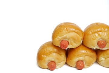 Sausage Bun on a white background.