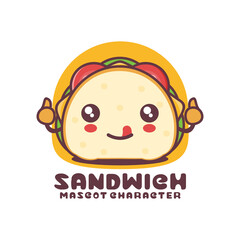cute sandwich cartoon mascot, suitable for, logos, prints, stickers, etc
