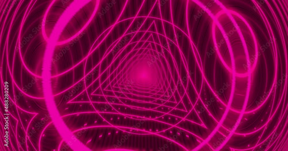 Aufkleber abstract colorful neon light triangle rotating tunnel animated background colorful vj loop background