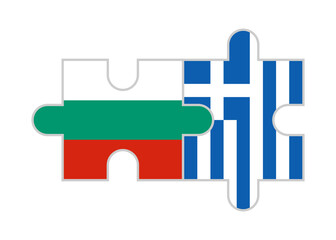 puzzle pieces of bulgaria and greece flags. vector illustration isolated on white background