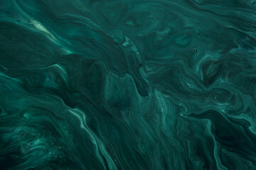 Fluid Art. Liquid Velvet Jade green abstract drips and wave. Marble effect background or texture