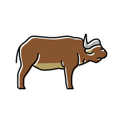 buffalo mammal wild animal color icon vector illustration