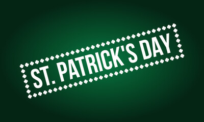 st. patrick's day, four leaves clover vector stamp on green gradient background