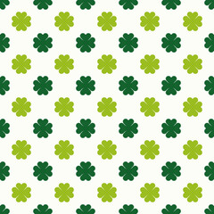 dark and light green clovers, st. patrick's day or spring vector seamless pattern