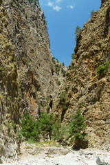 Narrow passage in Samaria Gorge on Crete, Greece