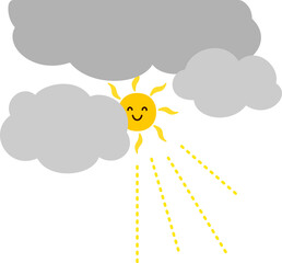 雲の切れ間から覗く太陽のキャラクター