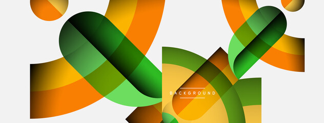 Geometric abstract background. Round shapes, circles, lines composition for wallpaper banner background or landing page