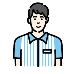 コンビニ店員の若い男性のバストアップ
