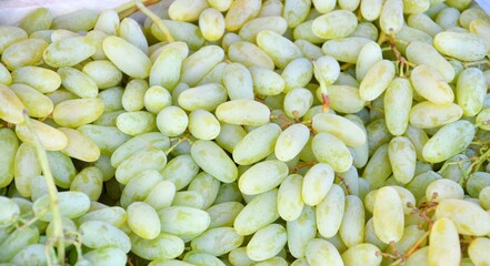 Ripe grapes of the new harvest are sold in the bazaar 