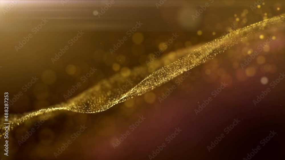 Aufkleber abstract luxurious, premium gold glittering flowing particles wave motion loop background
