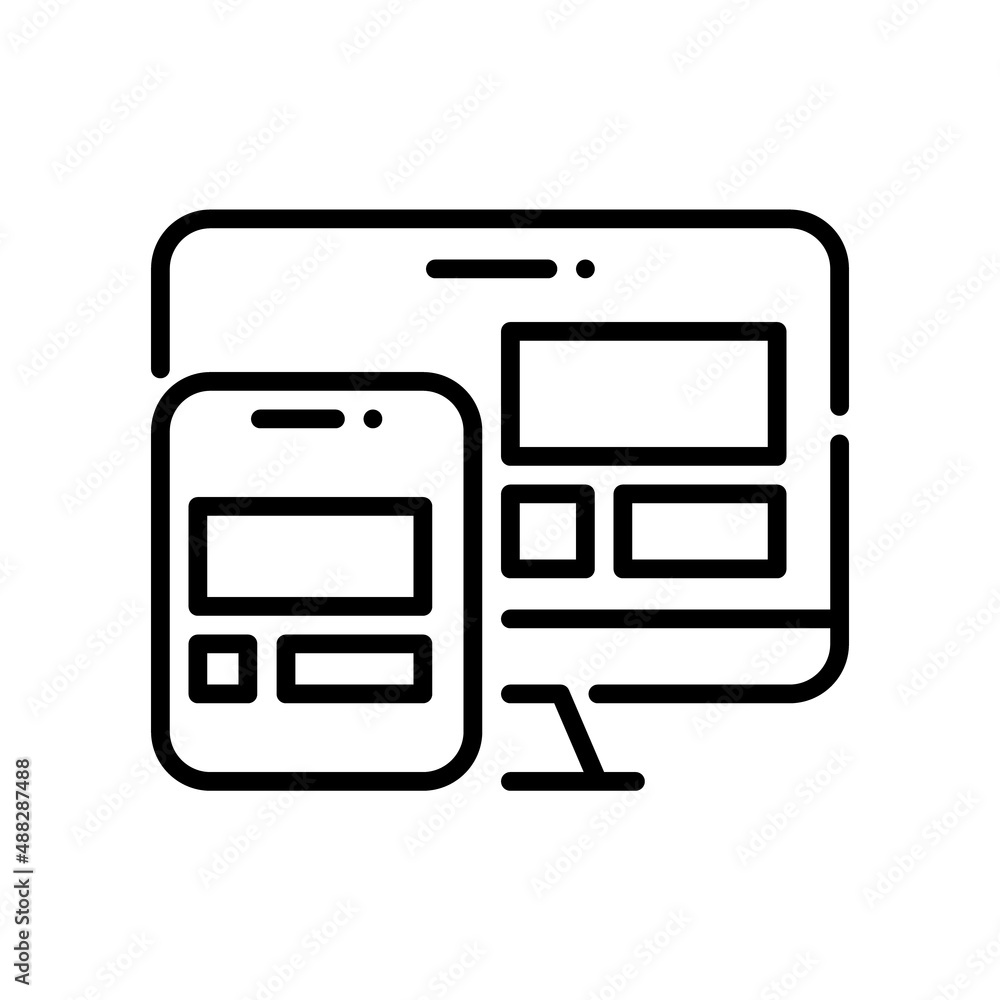 Poster scalable responsive web design symbol. same layout on pc and tablet. pixel perfect, editable stroke 