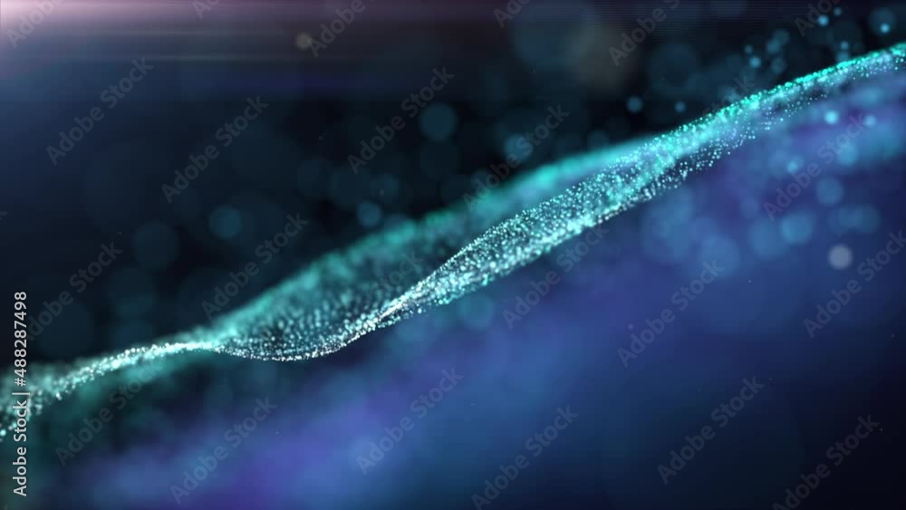 Aufkleber abstract luxurious, premium glittering blue particles grid motion background floating in cyberspace 